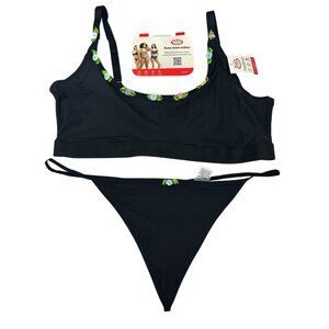 Parade Womens Black Bralette & String Bikini Set Size XL Inclusive Fit Stretchy